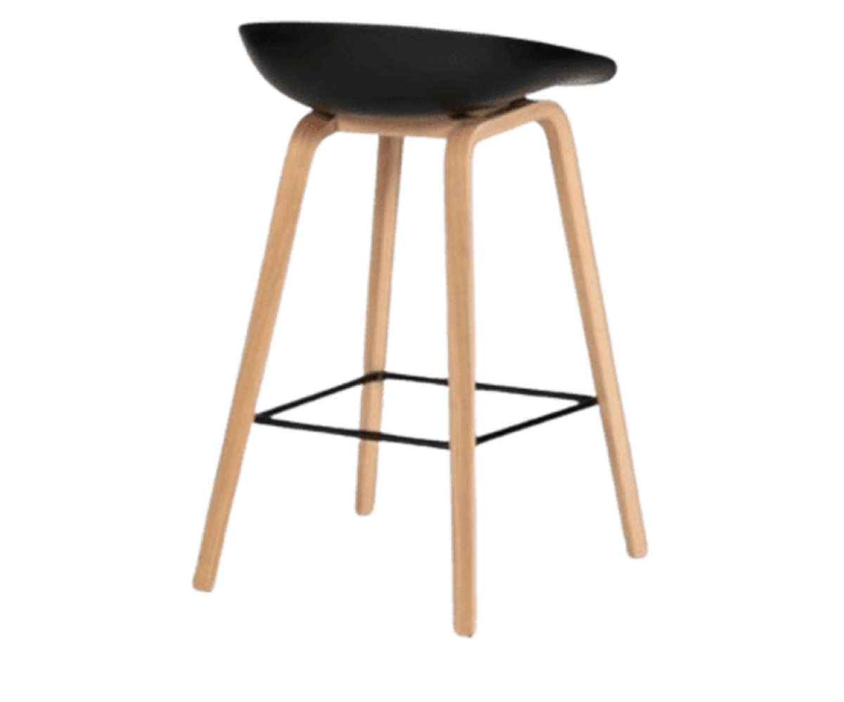 Set of 2 Modern Armless Bar Stool - Black