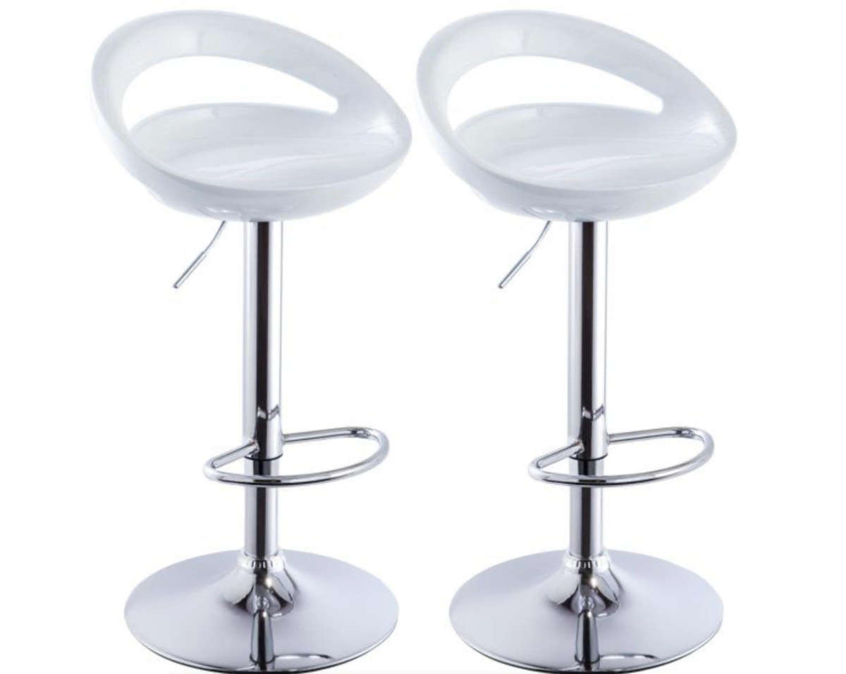 Set of 2 Glossy Swivel Stools with Chrome Base DEMO