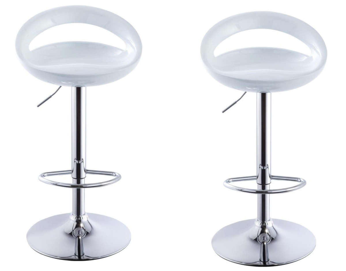 Set of 2 Glossy Swivel Stools with Chrome Base DEMO