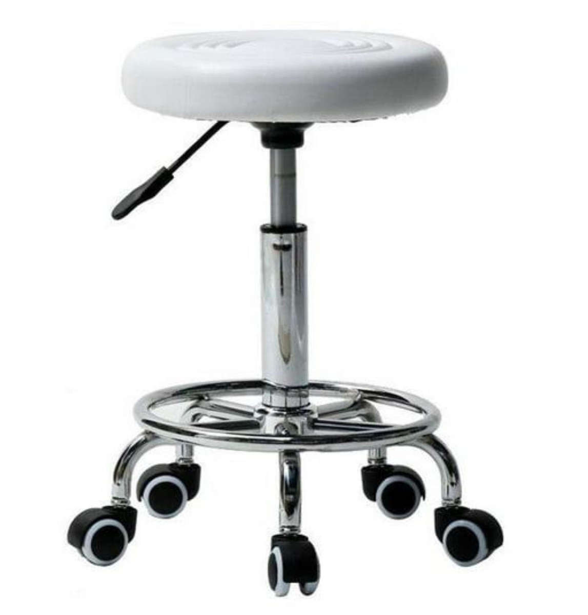 White Modern and Adjustable Mini Bar Stool with Wheels
