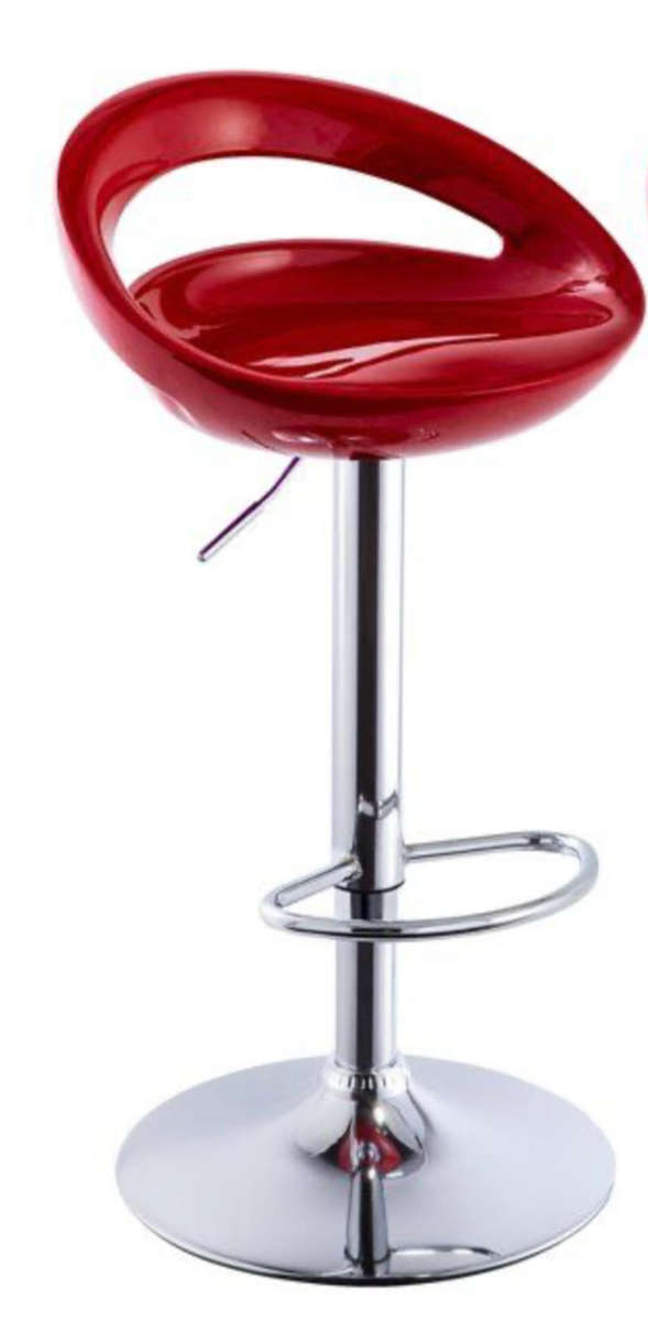 EggShell Single Barstool Glossy Swivel Stools with Chrome Base - Cherry Red