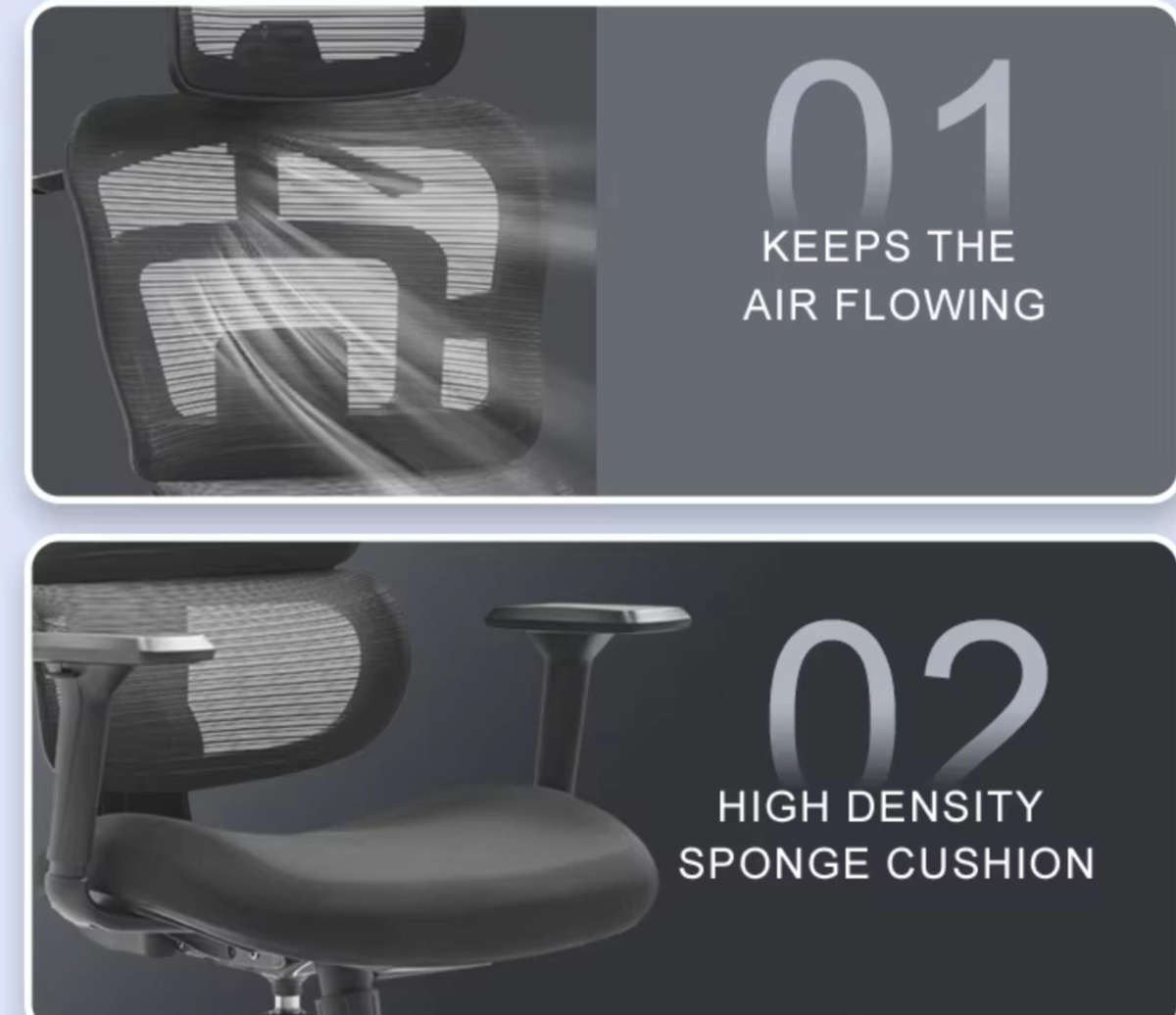 EayThing EliteMesh Ergonomic Ergo Office Chair - 3D Arm Rest, Coat Hanger