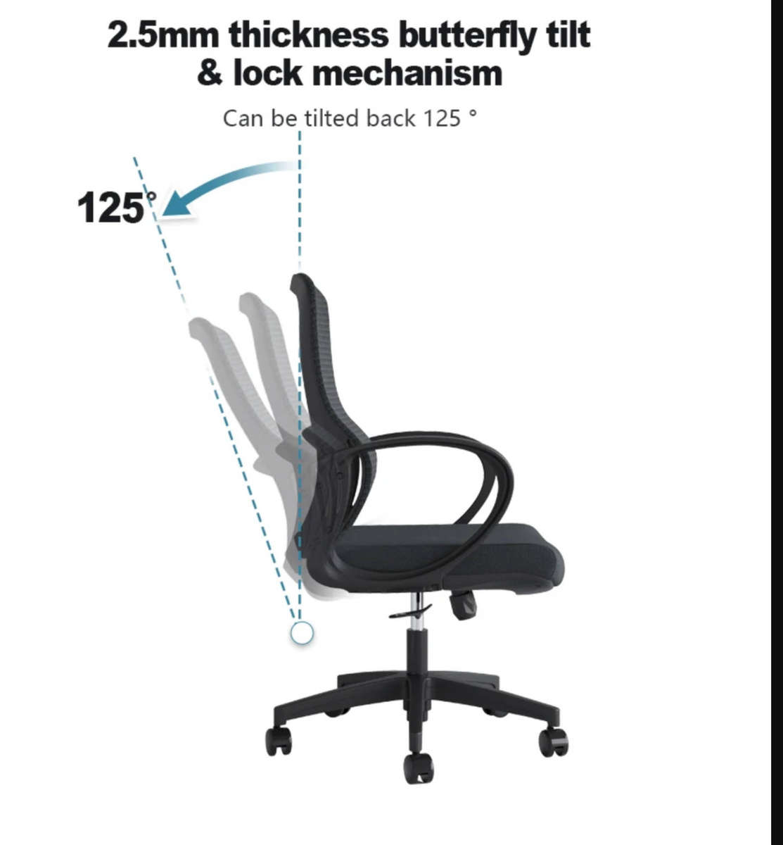 EayThing AeroLuxe Ergonomic Mesh Chair - Mid back Comfort for Home & Office - Black