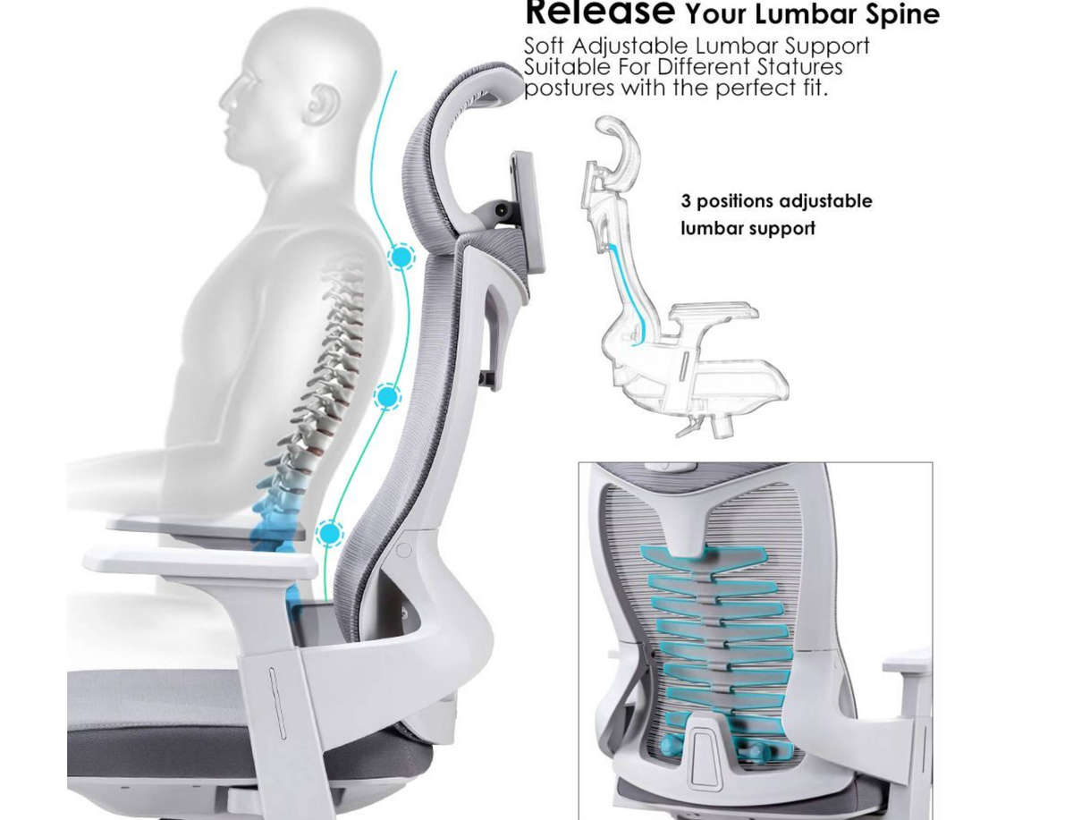 GREY High back Office Chair waist protection good material quality NEW