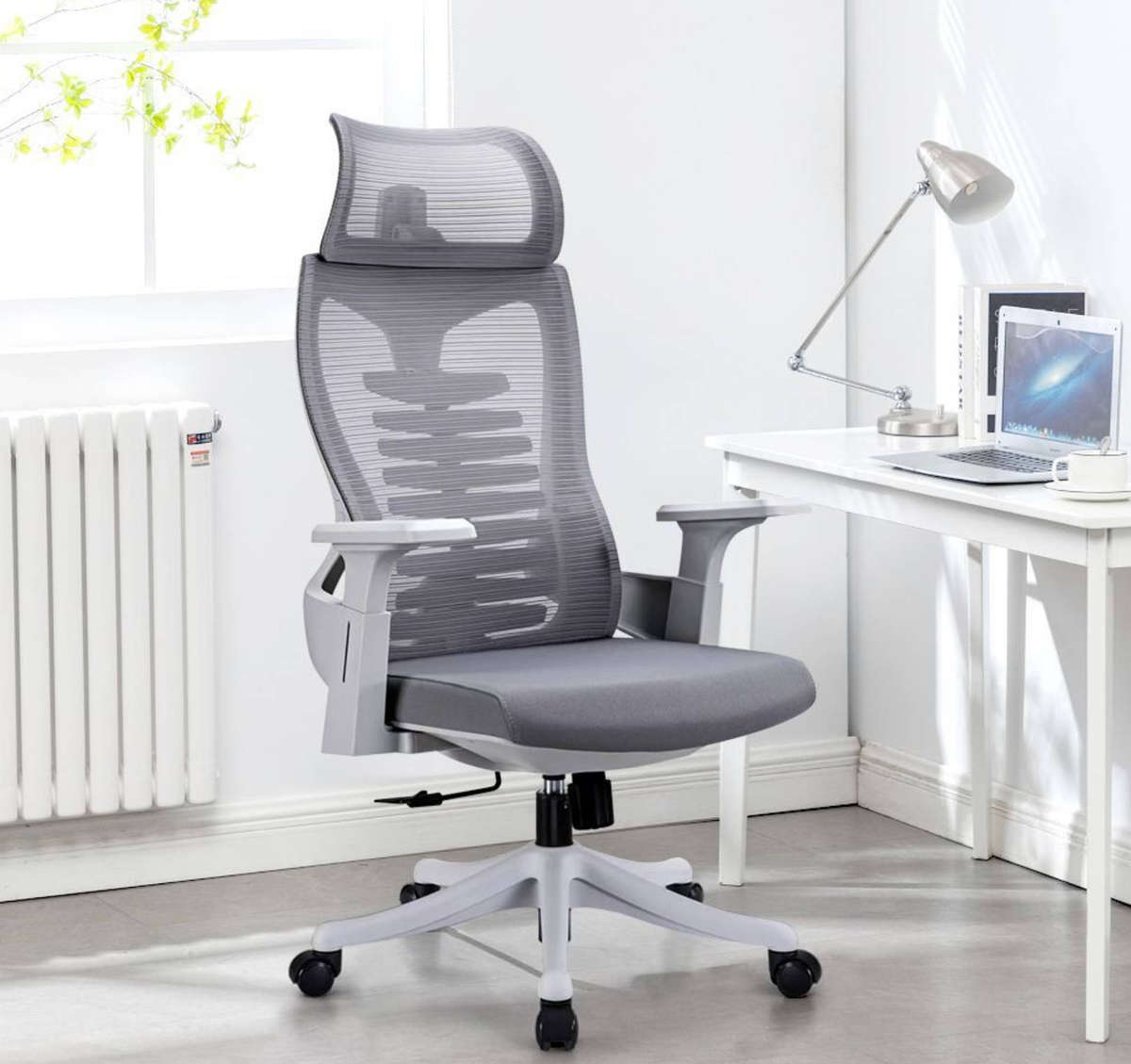 GREY High back Office Chair waist protection good material quality NEW