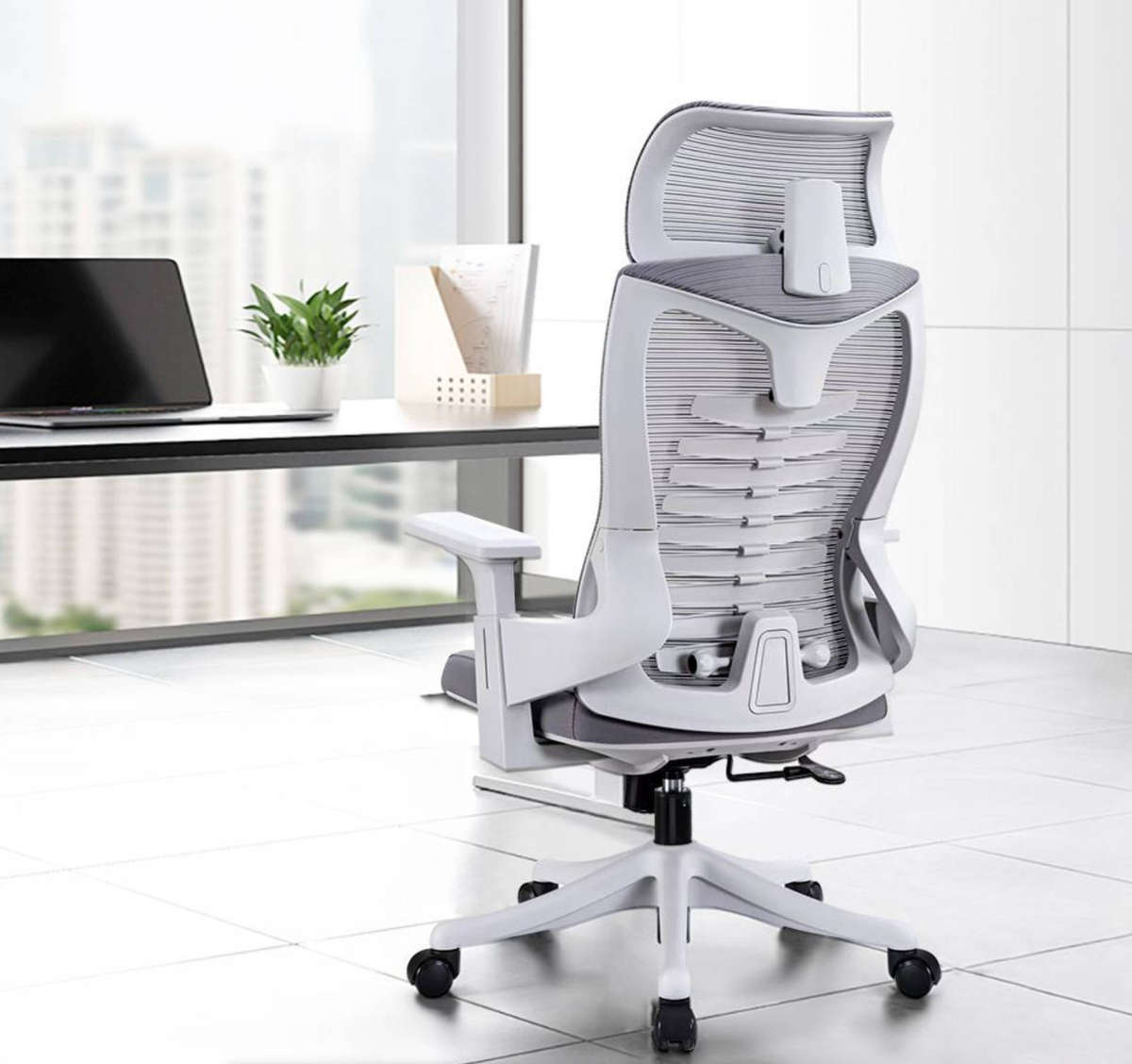 GREY High back Office Chair waist protection good material quality NEW