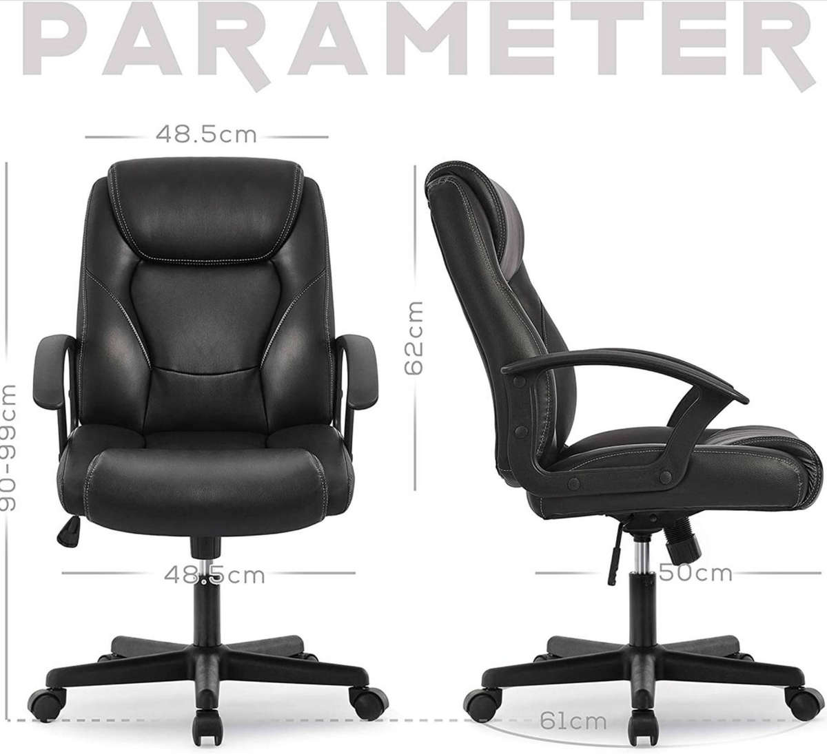 Eay Eay Thing Faux Leather Ergonomic Home Office Chair - Black