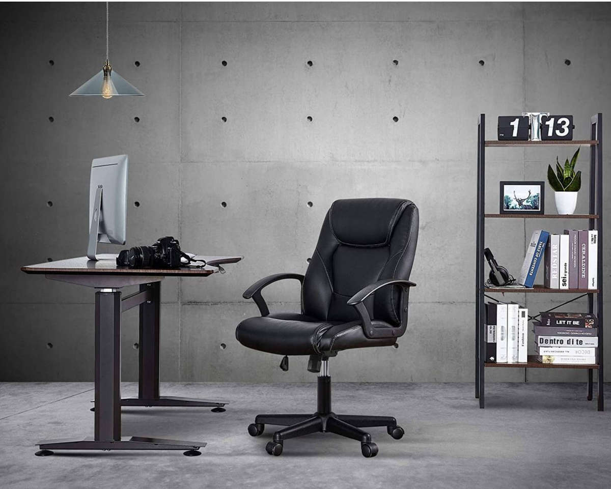 Eay Eay Thing Faux Leather Ergonomic Home Office Chair - Black