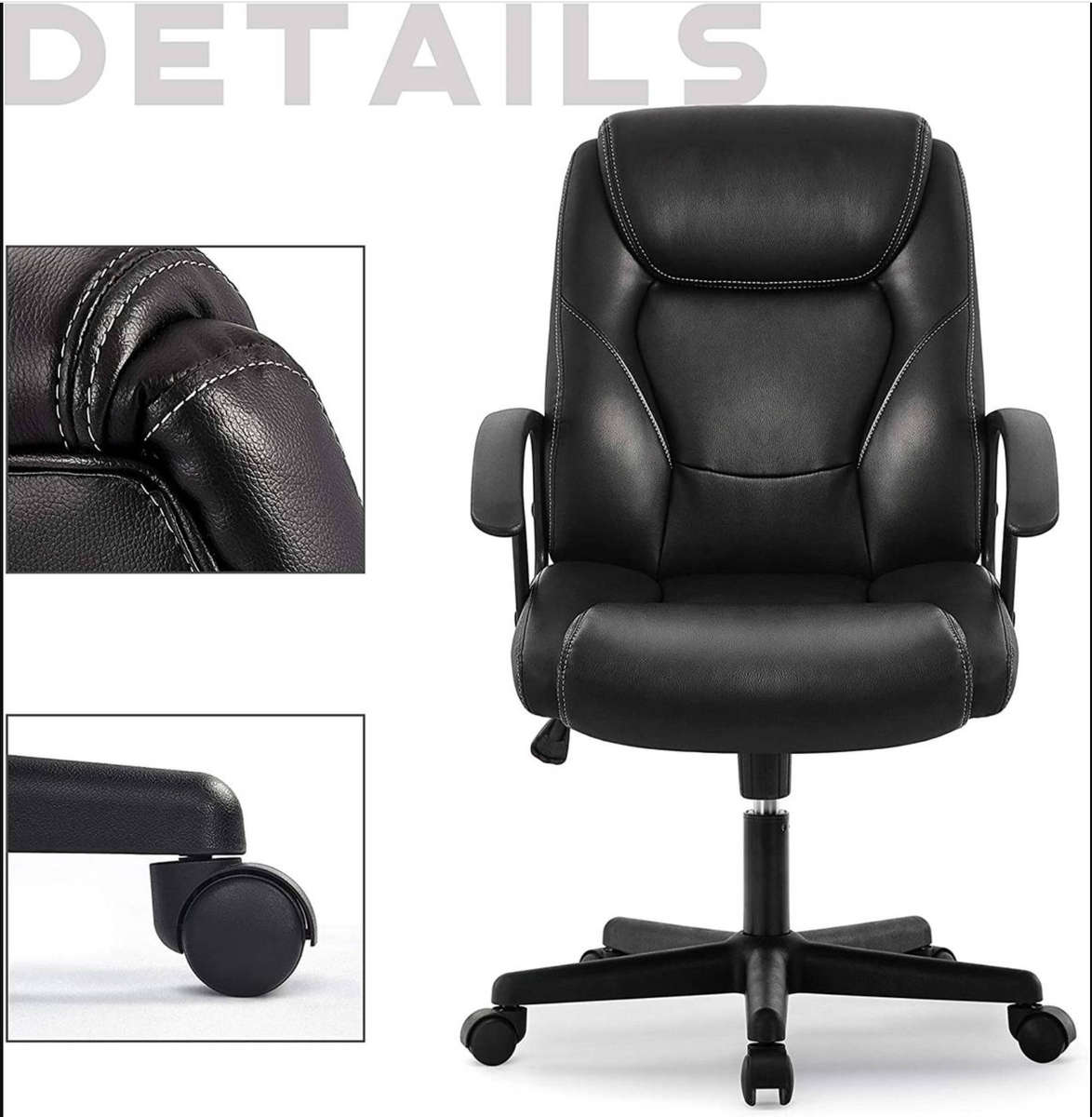 Eay Eay Thing Faux Leather Ergonomic Home Office Chair - Black