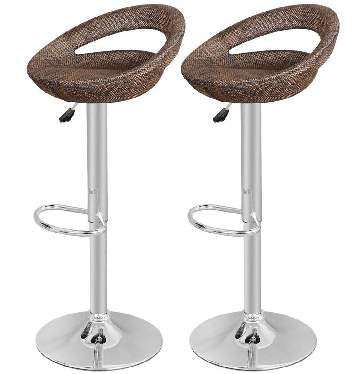 Rattan bar stools in dark brown color - single display unit