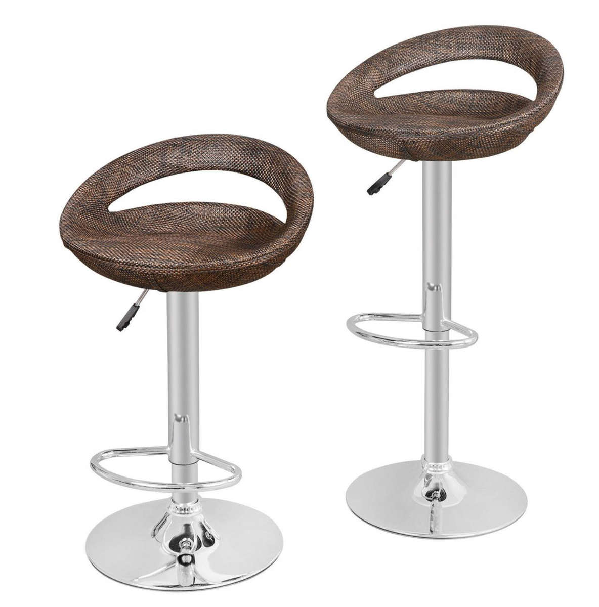 Rattan bar stools in dark brown color - single display unit