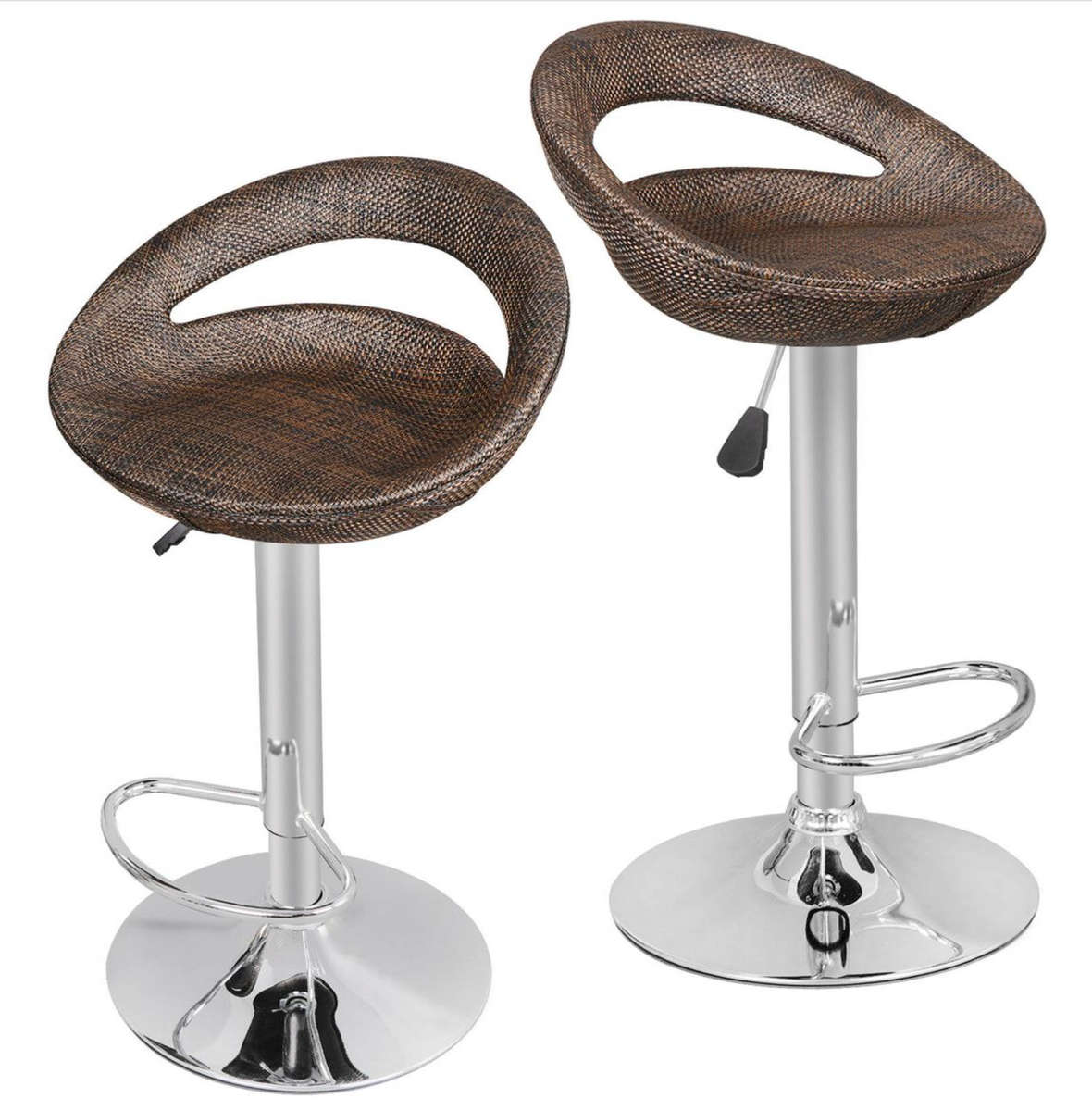 Rattan bar stools in dark brown color - single display unit