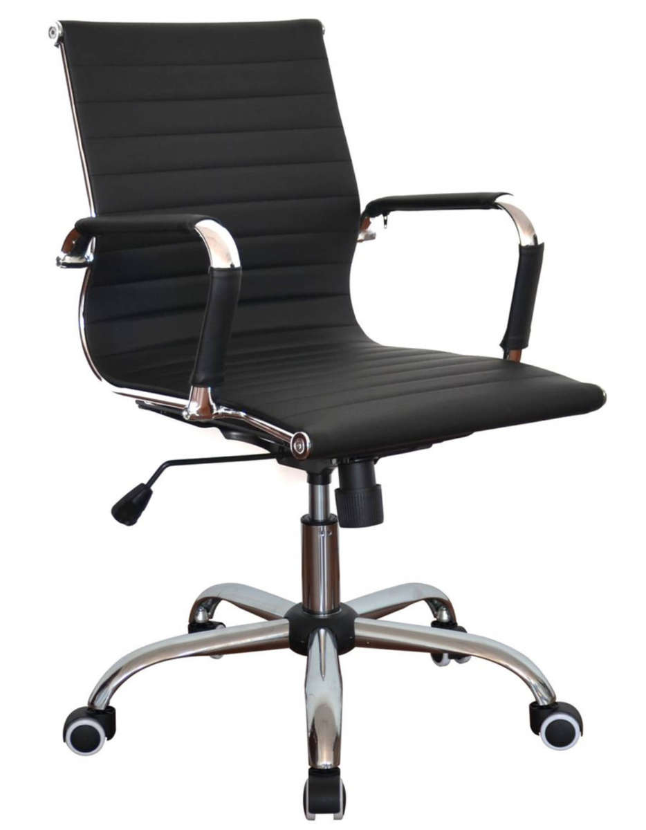 Gen Ems Medium Back PU Leather Office Chair - Adjustable Height & Ergonomic Black