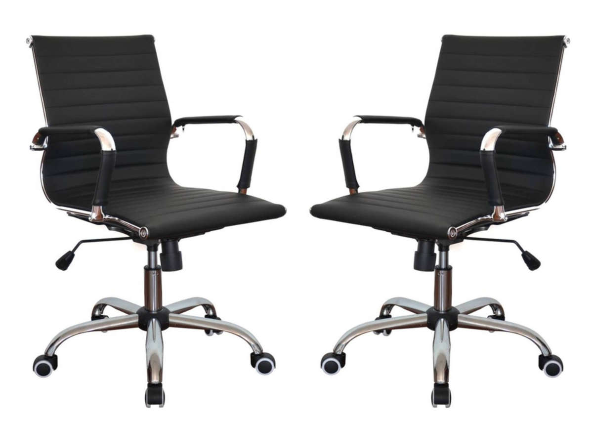 Gen Ems Medium Back PU Leather Office Chair - Adjustable Height & Ergonomic Black