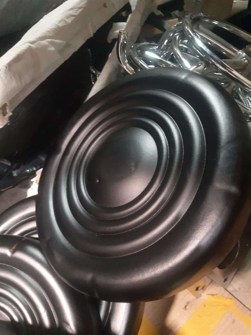 Stylist Modern Round Salon Stool with Adjustable Height and Back Rest Black Demo Read Description