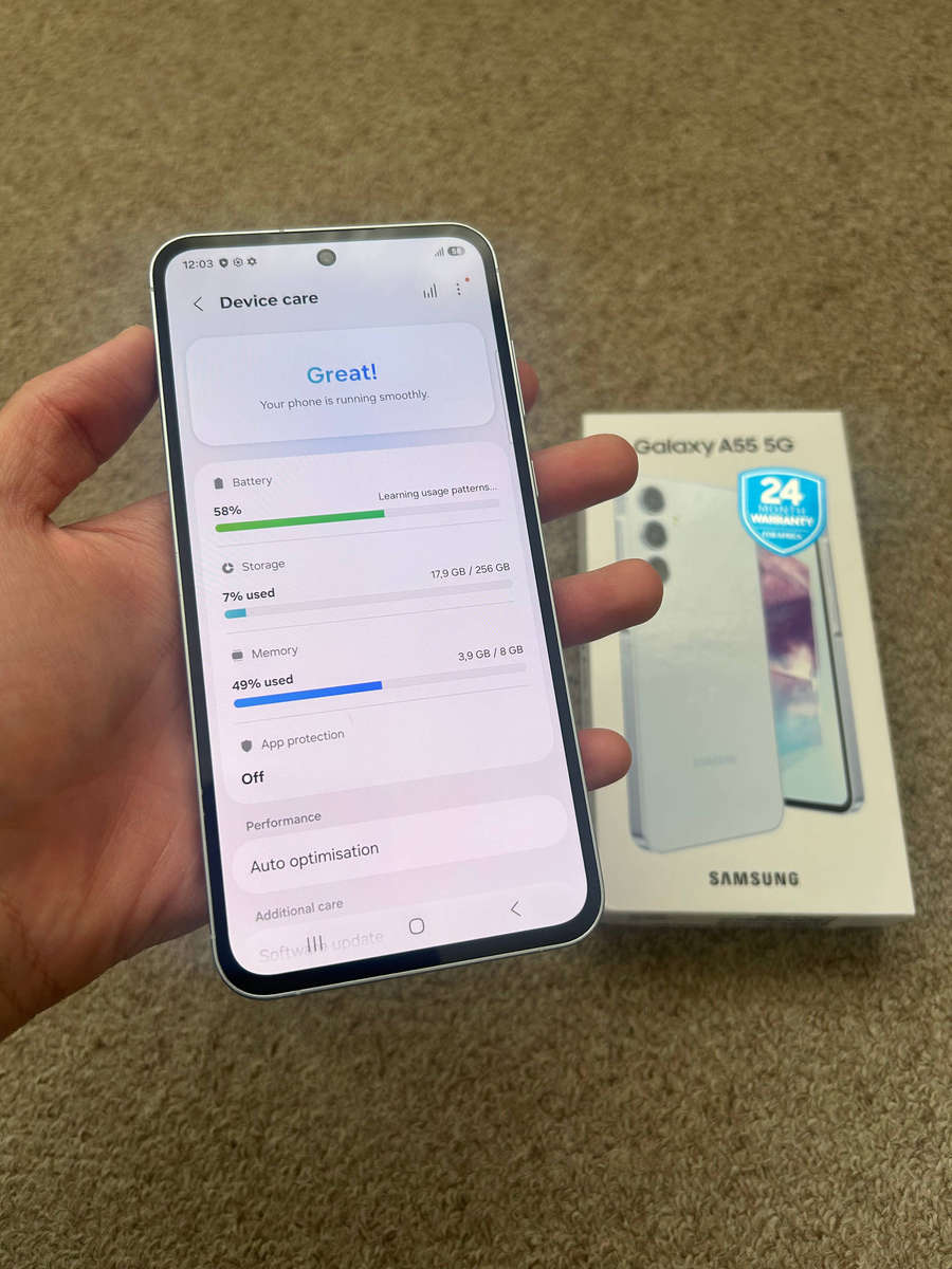 Samsung A55 5G 256gb 8gb ram Dual sim with box - Icy blue