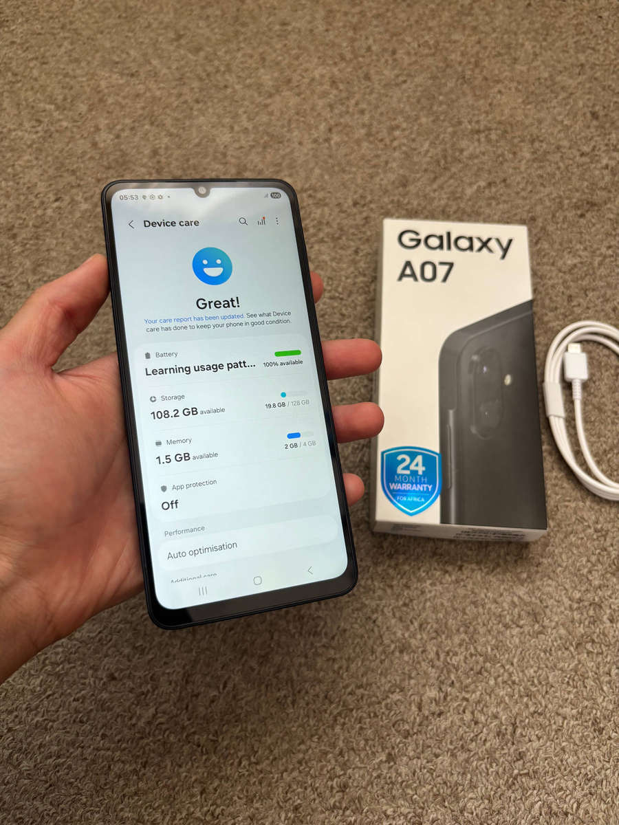 Samsung Galaxy A07 128GB LTE Dual Sim Immaculate condition, like new with box and cable - Black