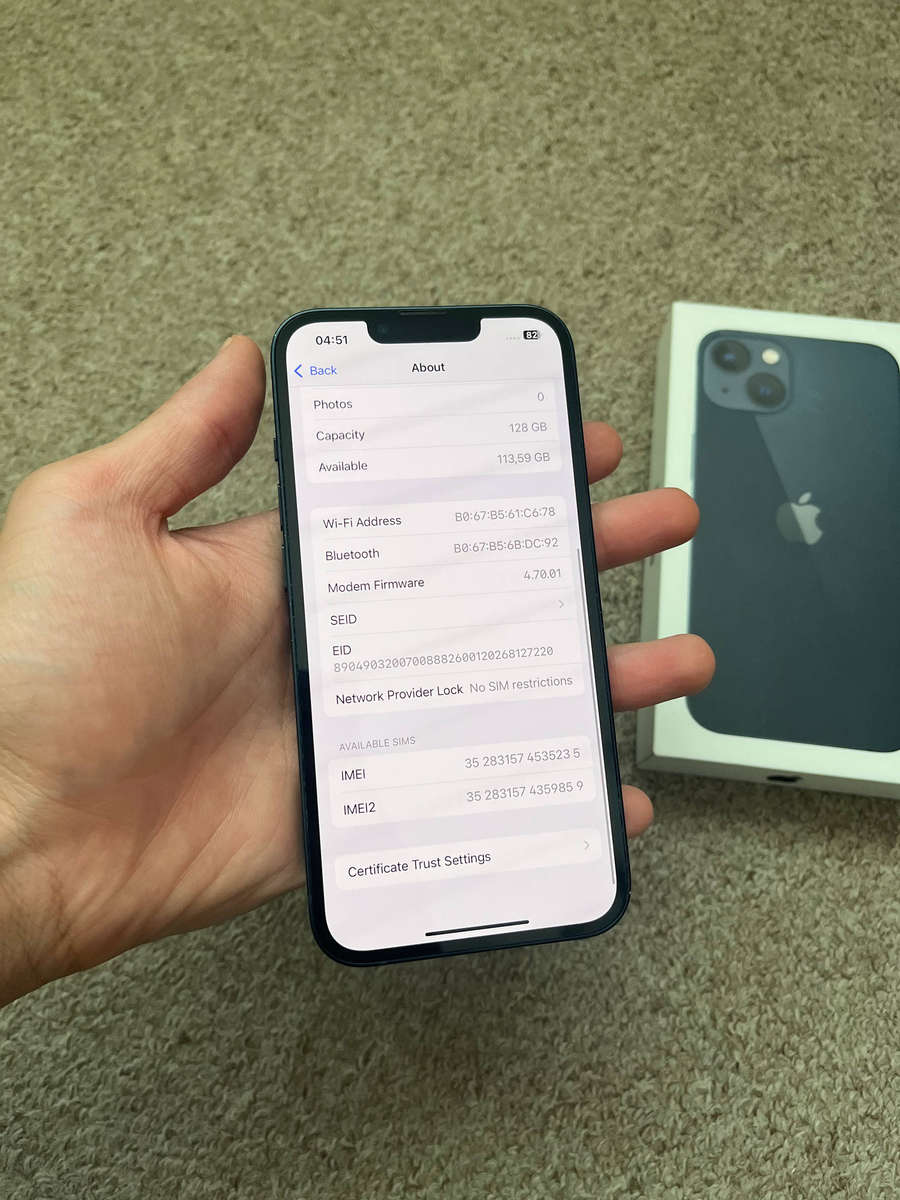 iPhone 13 128gb Dual sim good condition with box and cable 89% battery health