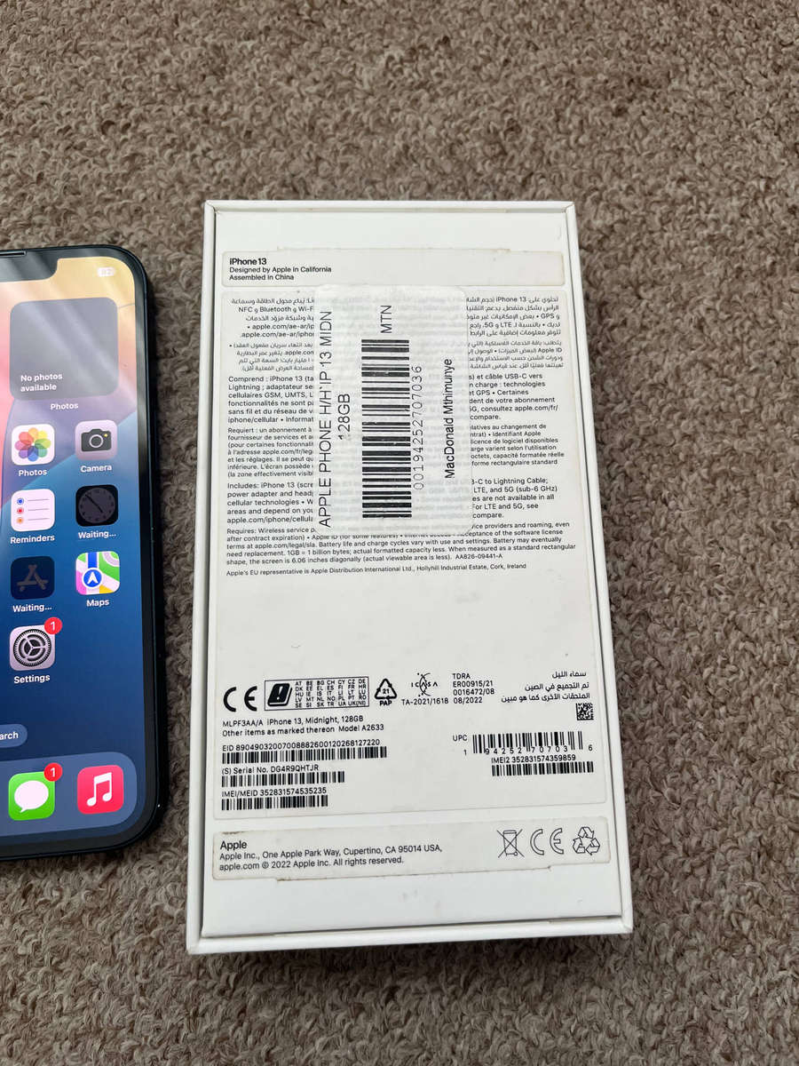 iPhone 13 128gb Dual sim good condition with box and cable 89% battery health