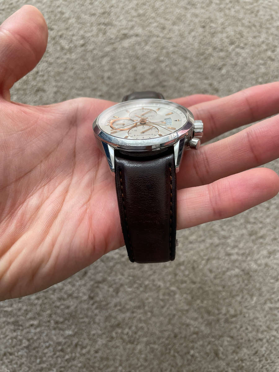 Raymond Weil Freelancer Automatic Chronograph Stainless Steel Silver Dial Brown Leather Day/Date Men