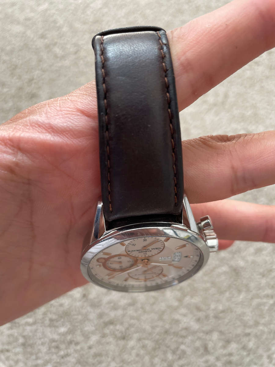 Raymond Weil Freelancer Automatic Chronograph Stainless Steel Silver Dial Brown Leather Day/Date Men