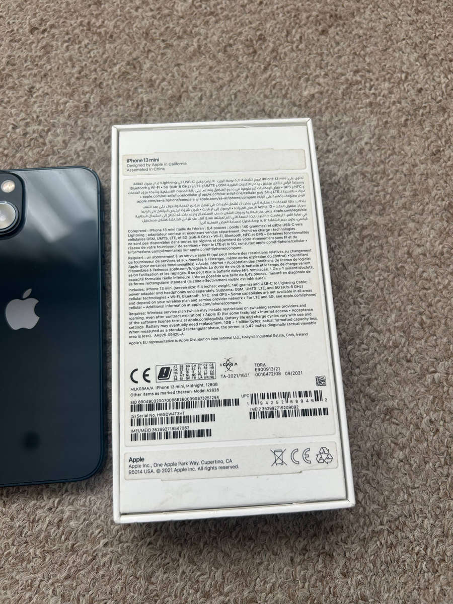 iPhone 13 mini 128gb Dual SIM with box and cover