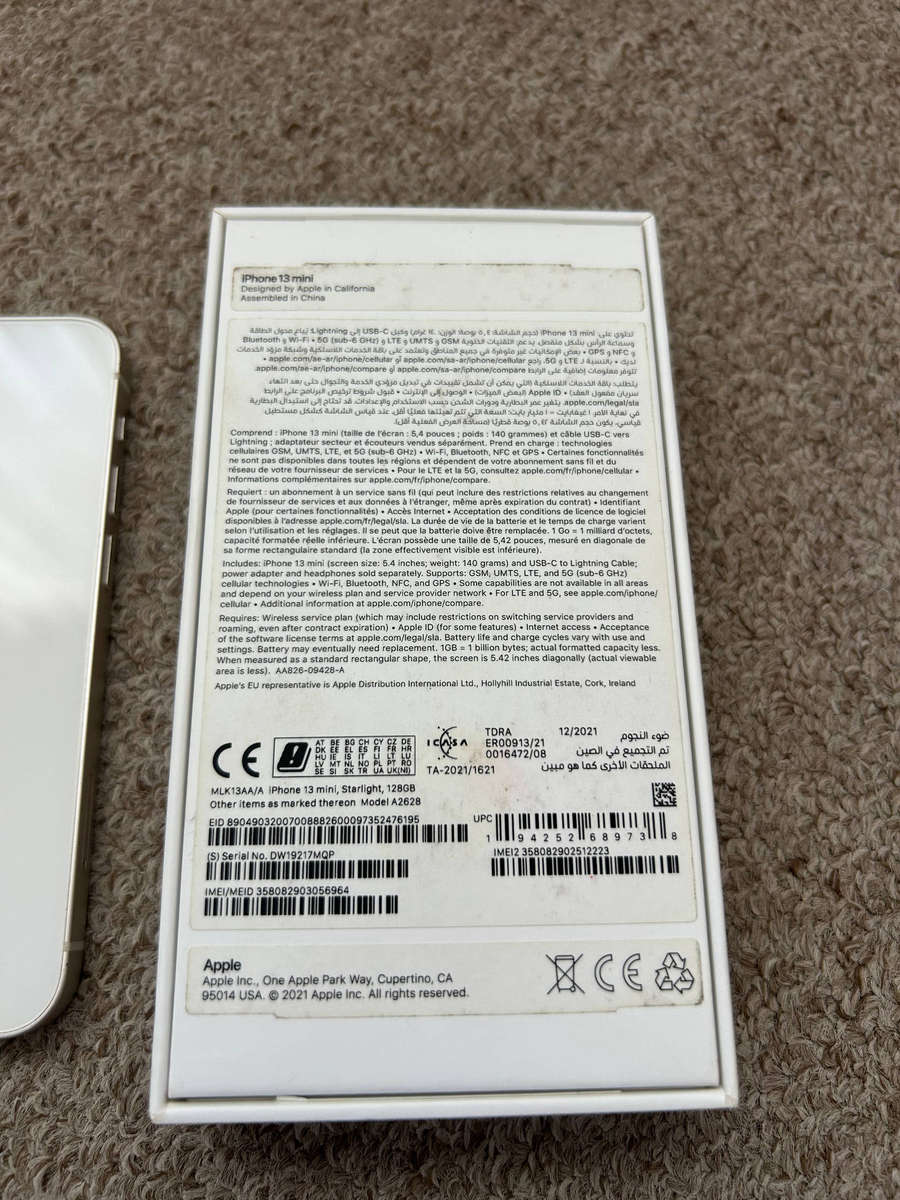 iPhone 13 mini 128gb Dual SIM with box and cable