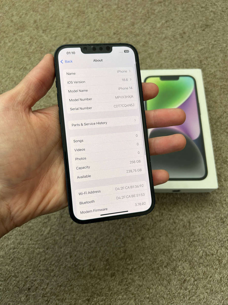 iPhone 14 256gb 6gb ram dual sim with box