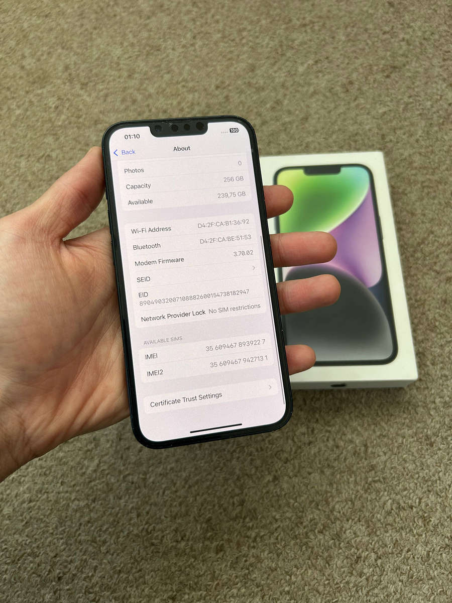 iPhone 14 256gb 6gb ram dual sim with box