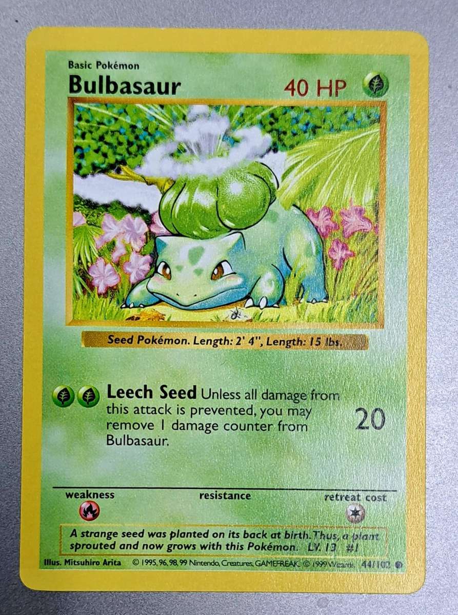 Pokemon Trading Cards - Bulbasaur - 44/102 - (Shadowless) Base Set - NM