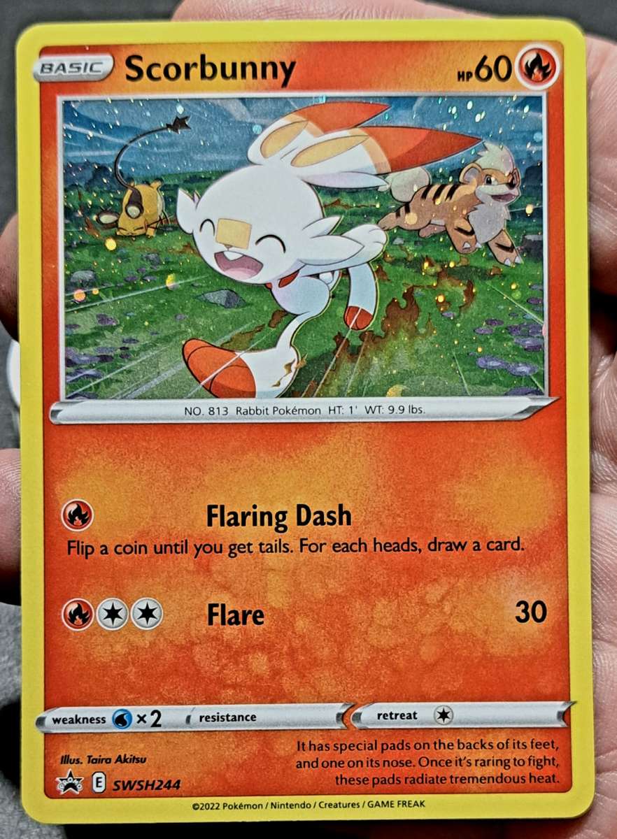 Pokemon Trading Cards - Scorbunny - SWSH244 - Alternate Holo Promo - Sword & Shield Promos - NM