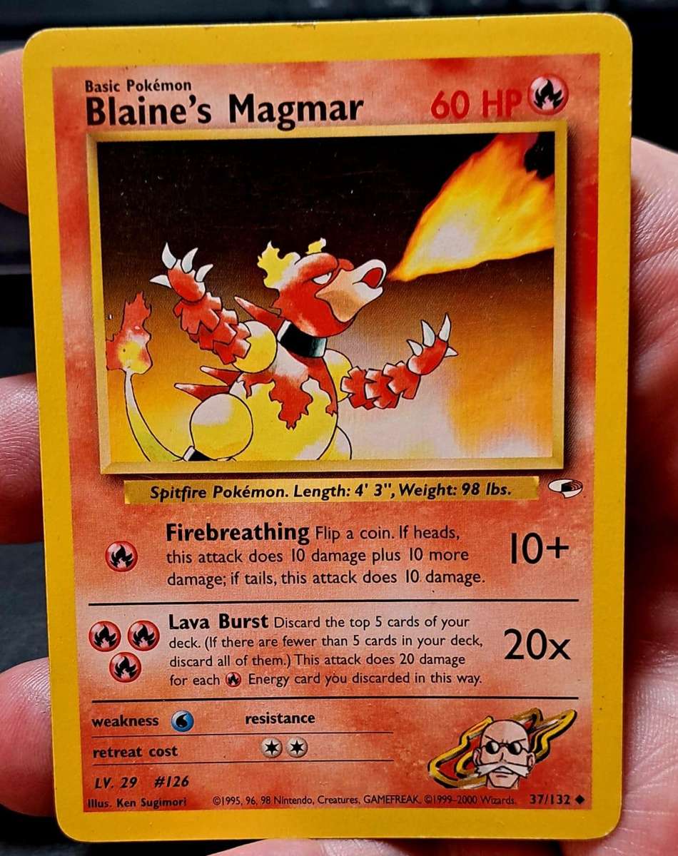 Pokemon Trading Cards - Blaine's Magmar - 37/132 - Gym Heroes Unlimited Singles - LP/MOD