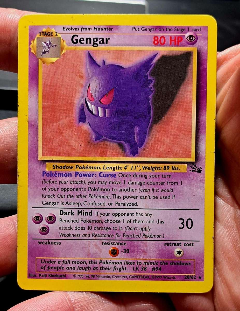 Pokemon Trading Cards - Gengar - 20/62 - Rare Unlimited Fossil Unlimited Singles - LP/MOD