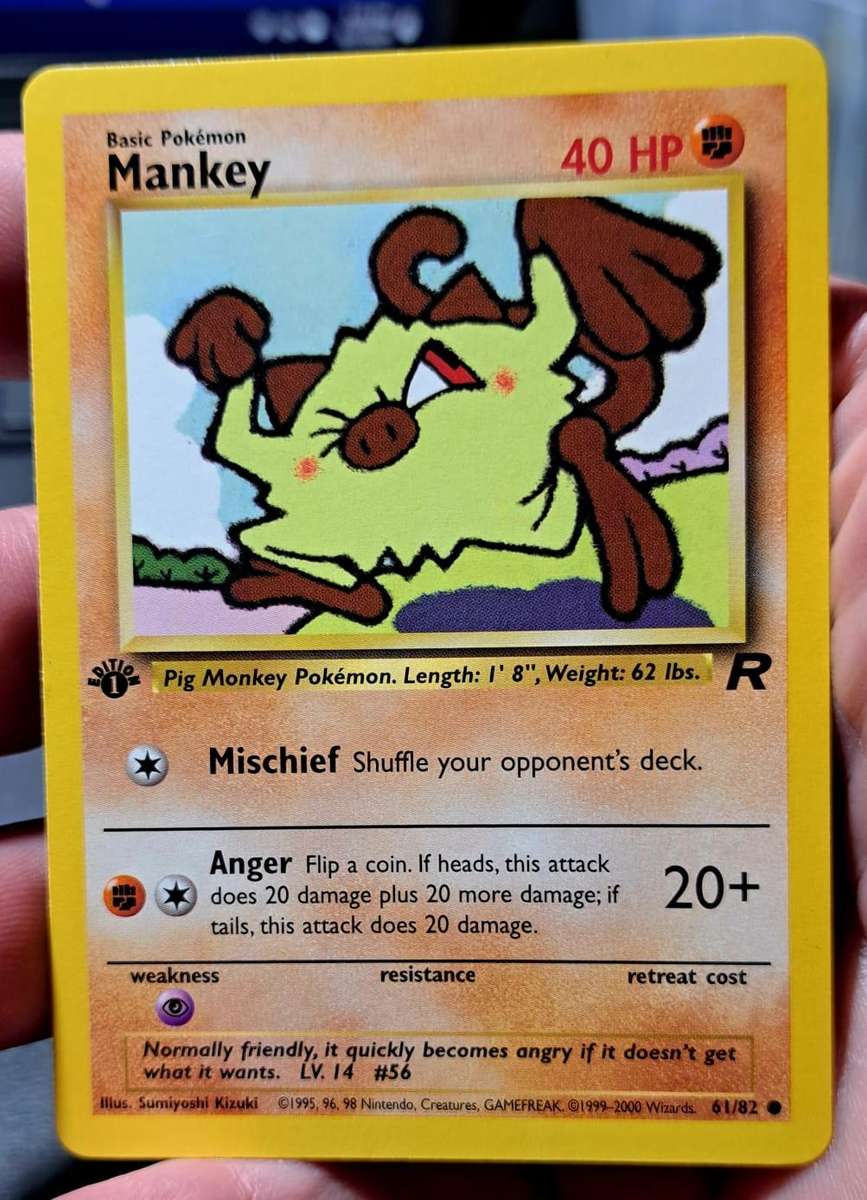 Pokemon Trading Cards - Mankey - 61/82 - Common 1st Edition Team Rocket -  NM