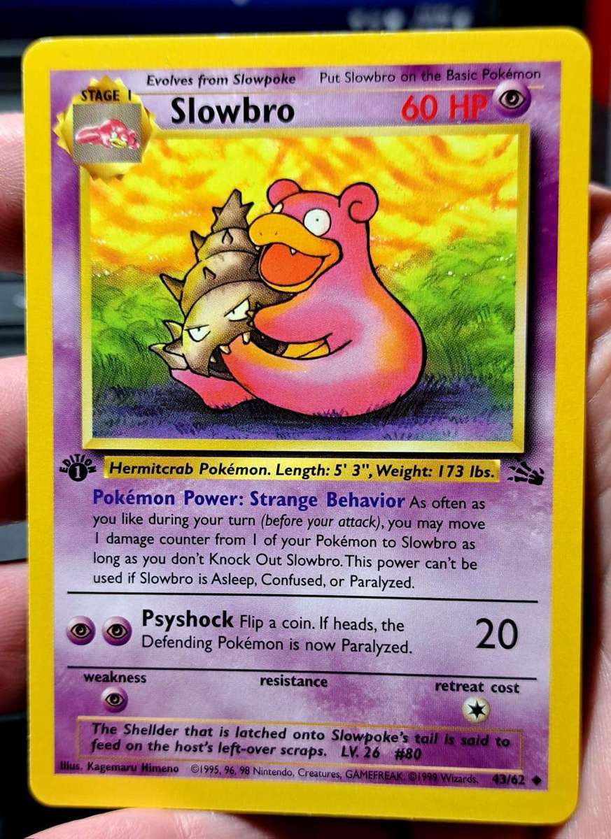 Pokemon Trading Cards - Slowbro - 43/62 - Uncommon 1st Edition Fossil 1st Edition Singles -  NM