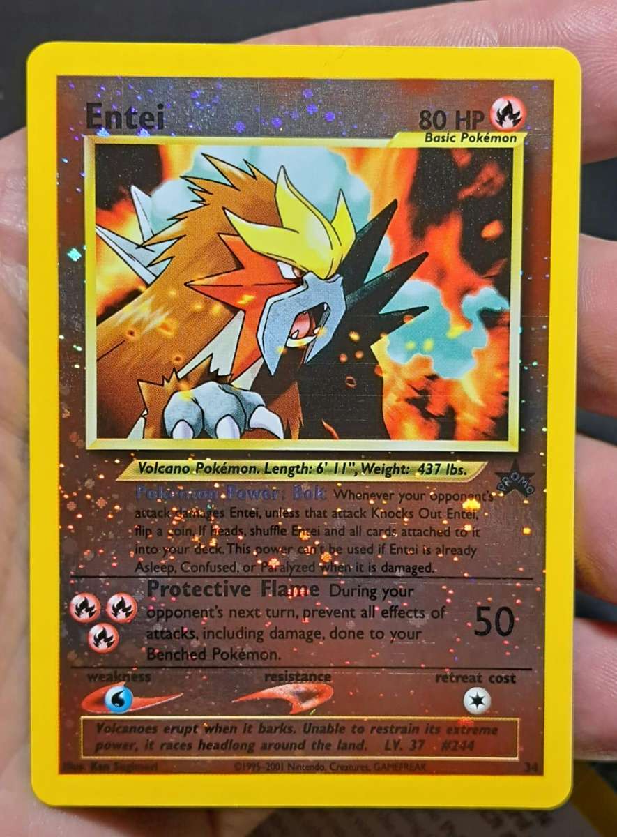 Pokemon Trading Cards - Entei - 34 - Reverse Holo Promo Pokemon Wizards Black Star Promos - NM