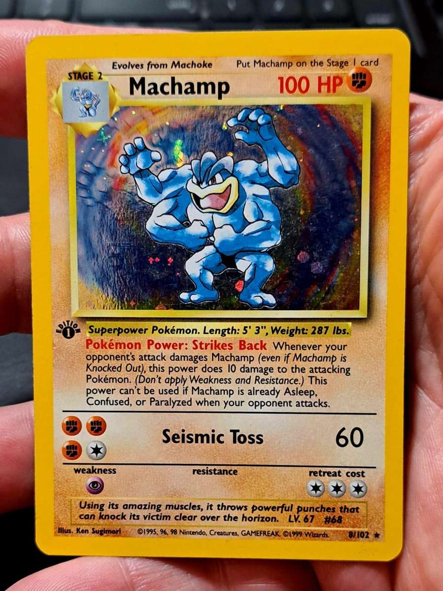 Pokemon Trading Cards - Machamp - 8/102 - Holo 1st Edition (with Shadow) Base Set 1st Edition - LP