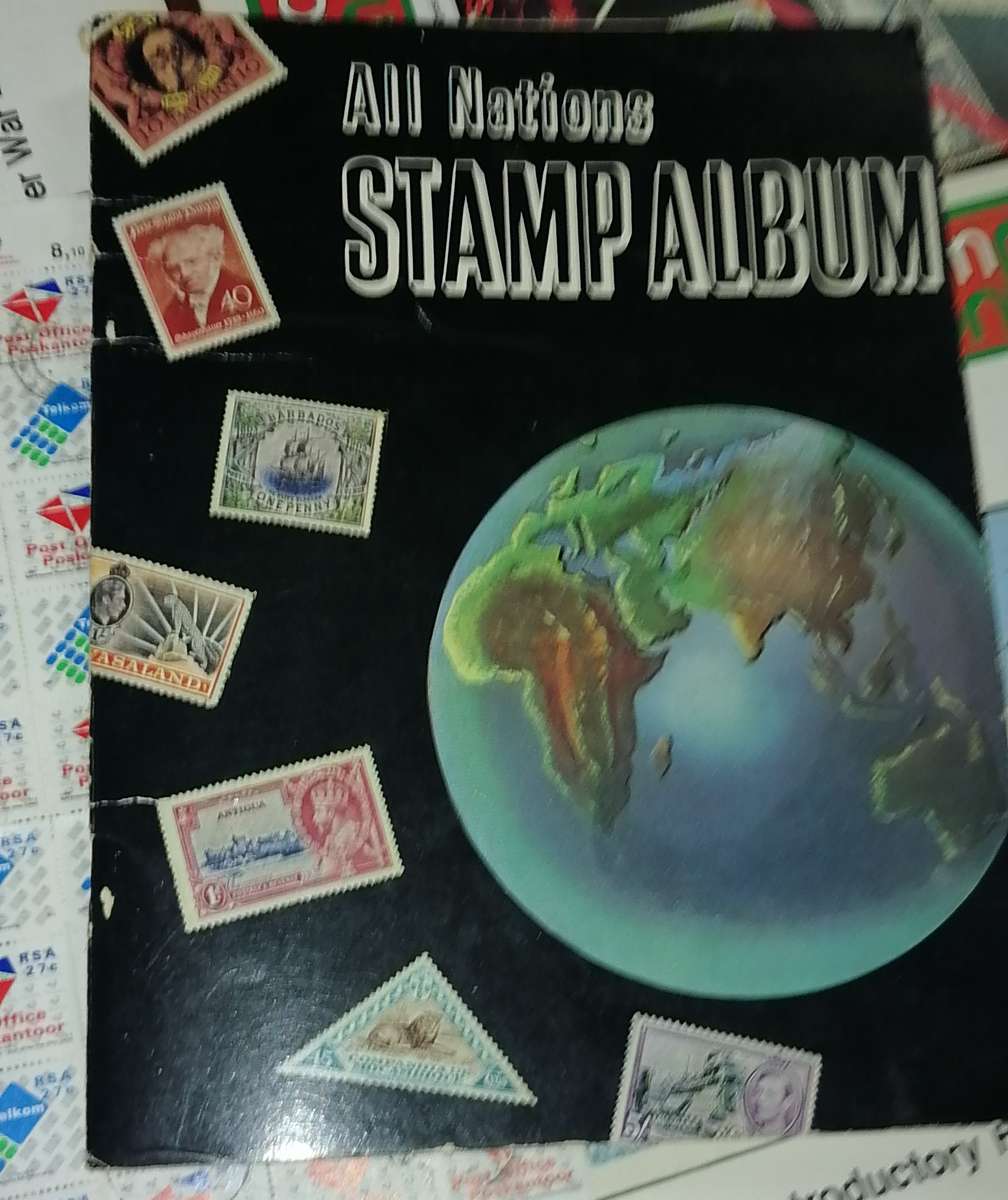 1 x WORLD STAMPS  ALBUM, 1x RSA SHEET, 7 X SA STAMPS MONTLY BOOKS, NICE COLLECTION
