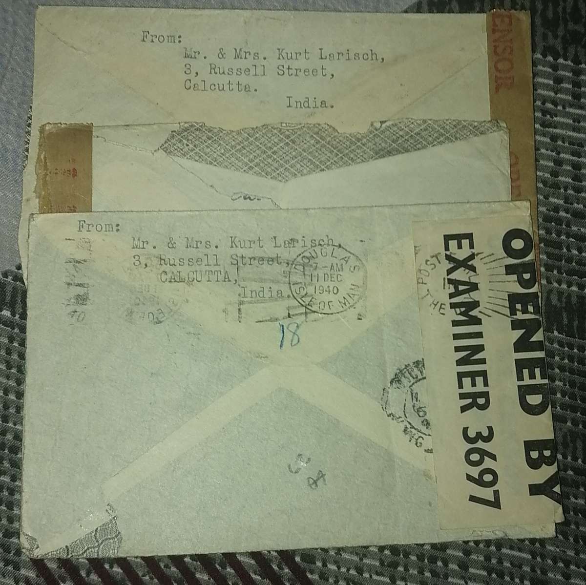 WW2 - 1940 - 3 x INDIA -  Covers