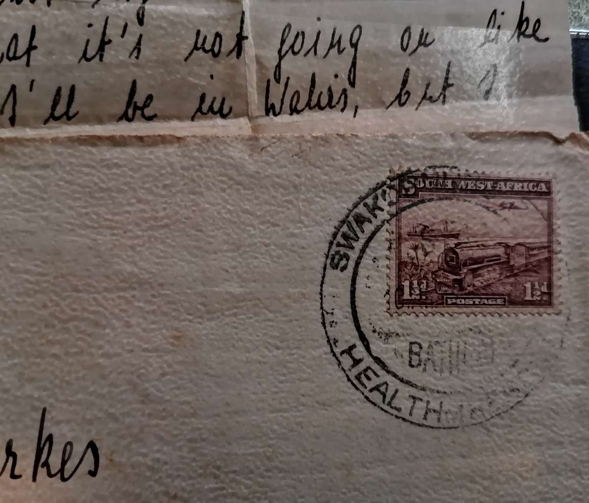 WW2 PERIOD/CENSORED/EXAMINED + PASSED ARMY CAMP ENVELOPE FROM SOUTH WEST AFRICA WITH LETTER