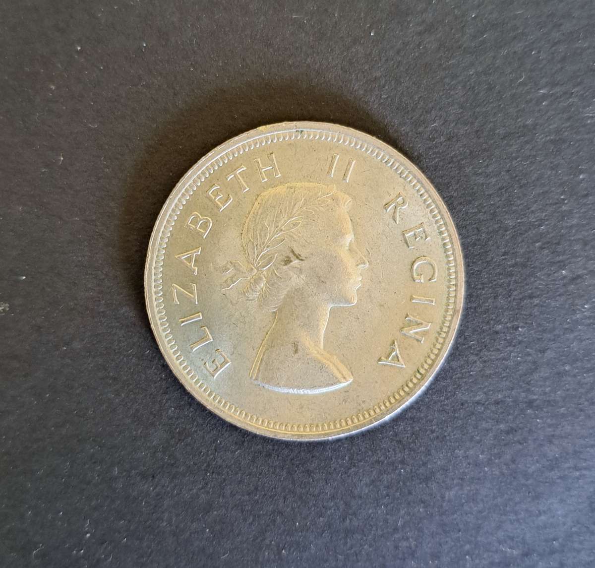 UNION OF SOUTH AFRICA 2 1/2  SHILLING COIN  ** SILVER COIN**1955** HALF CROWN **14 GRAMS **