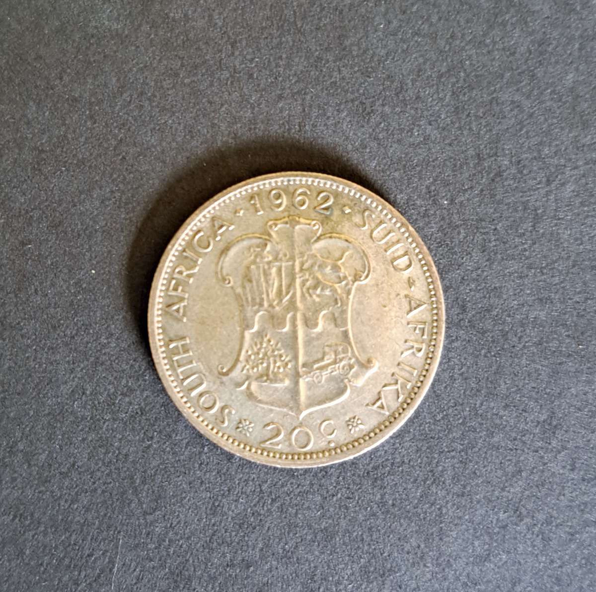 UNION OF SOUTH AFRICA **20c** 1962** TWO SHILLINGS COIN**SILVER **