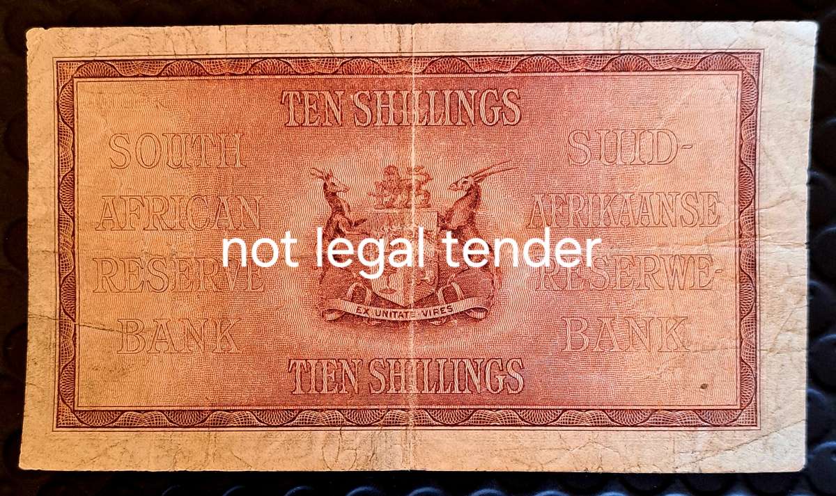 SOUTH AFRICA TEN/TIEN SHILLINGS BANK NOTE E76 720,734..