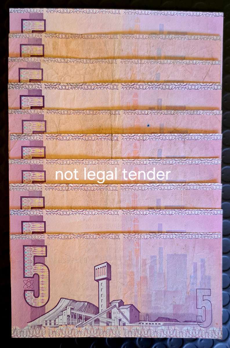 10× CHRIS STALS R5 BANKNOTES 08-08-1989 TO 07-08-1999. VAN RIEBEECK WTM.