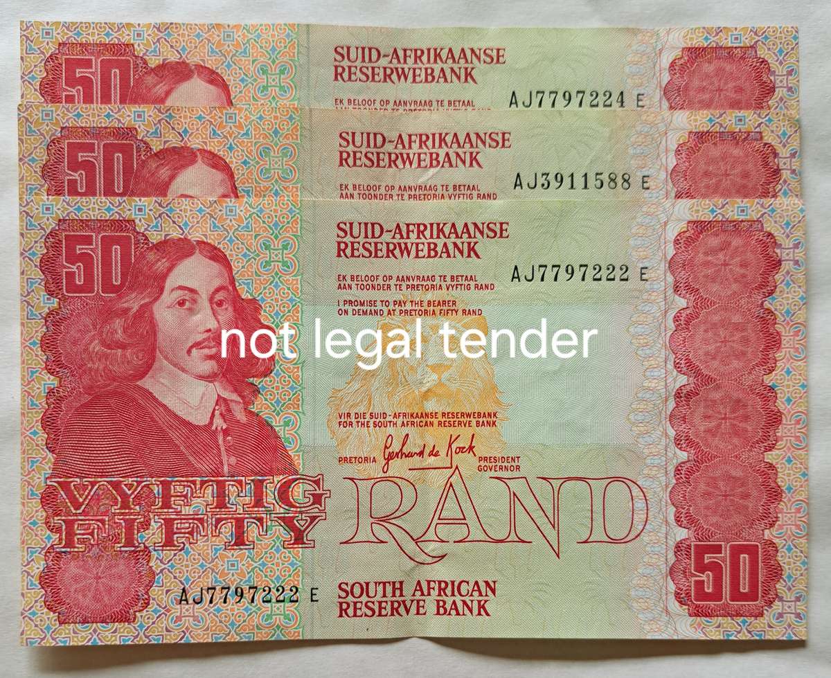**3 X R50** BANK NOTES S.A. *#* GPC DE KOCK *#* no:/  AJ 224 E / AJ 222 E /AJ 588 E /**NEW **