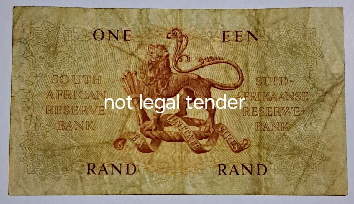S.A. One Rand bank note. --A103 892930.--G Rissik --