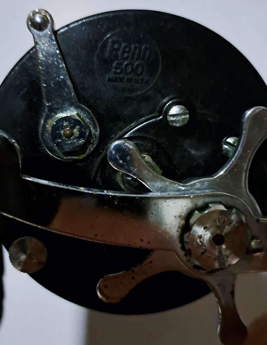 Vintage Penn-Jigmaster Black "Penn:500" Salt/Fresh Water. Reel  Made in USA.