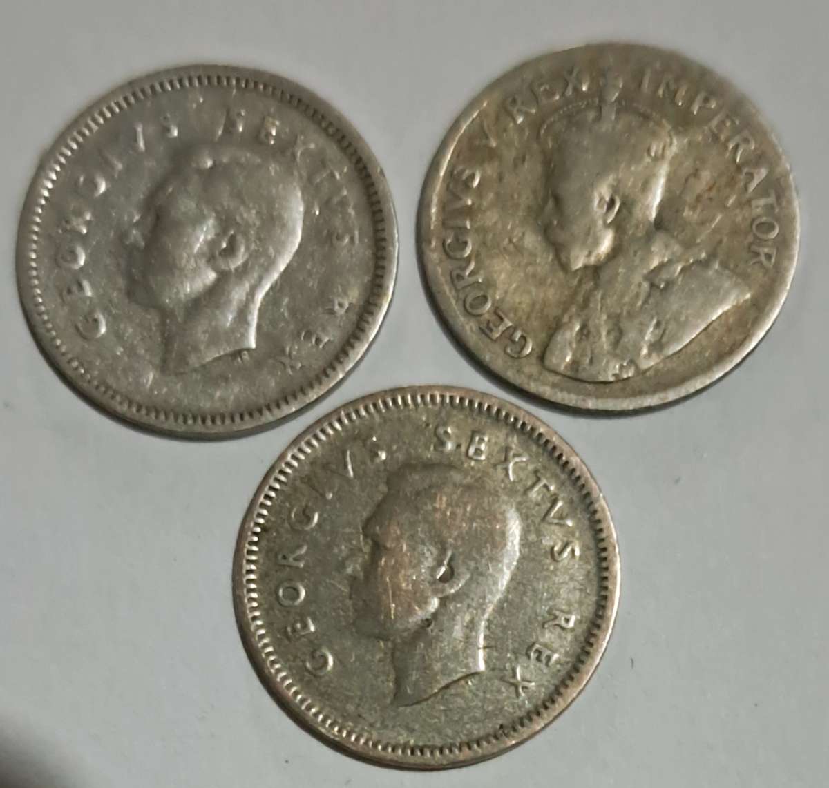 South Africa 3 × Threepence coins "Silver coins" -1935 -1948-1952-