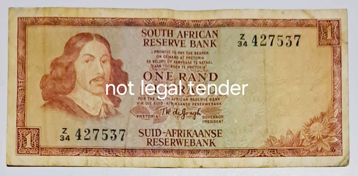 South Africa One Rand " Replacement Note " Z 34 427537 "