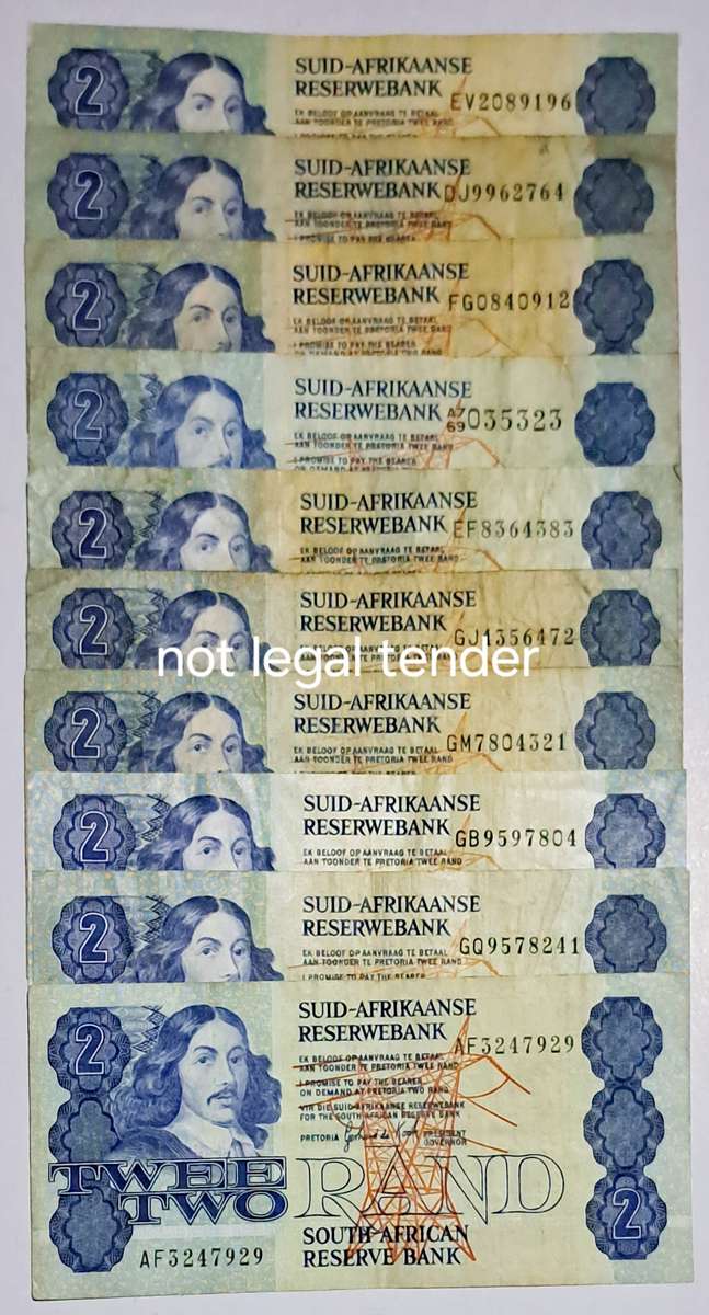 South Africa 10 Two Rand Bank Notes -" GPC de Kock "